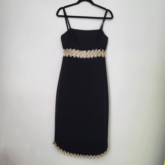 $1311 Alexis Tale Black Midi Dress Dress Golden Ring Chain Sz Small - Picture 16 of 16
